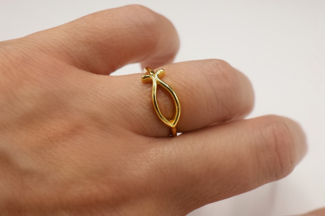 Christian Fish Ring Religious Ring Gold Plated Ring Silver Etsy