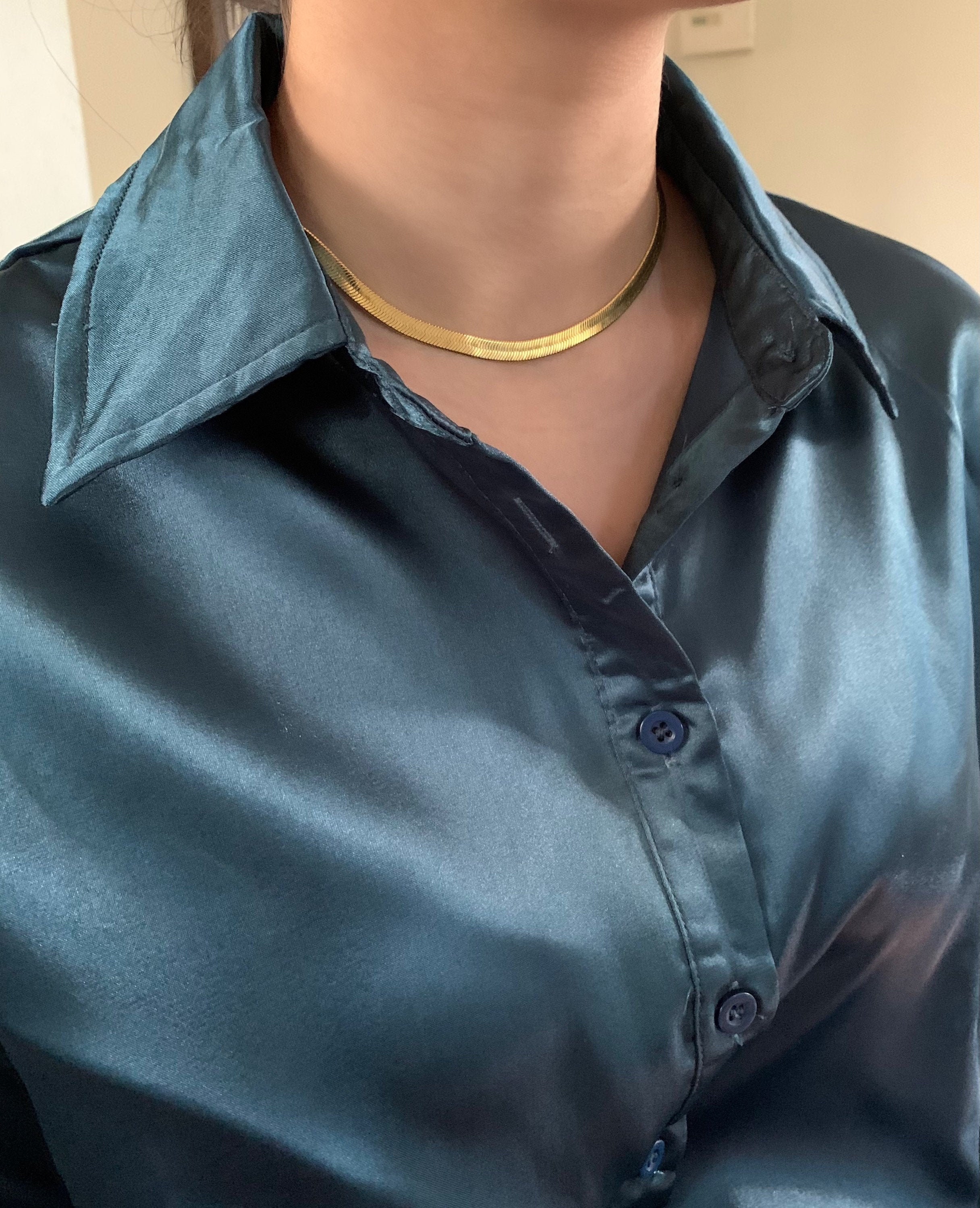 5mm Herringbone Chain Necklace 24k Gold 