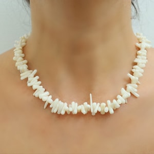 White Pearls Necklace Long Elegant Hematite Contemporany Jewelry  MieleCorals Italian Jewelery Certificate