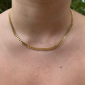 14 K Gold Filled Curb Chain Choker Necklace, Cuban Link Chain, 4.3mm Cuban Link Chain Choker image 2