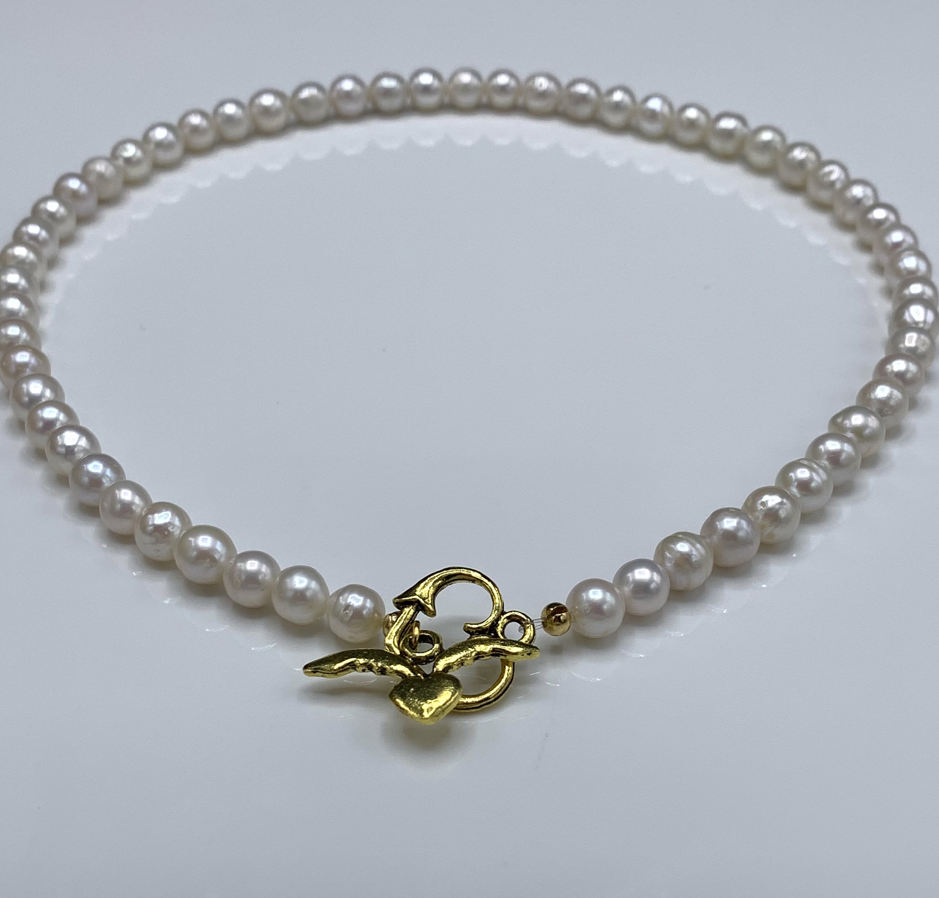 Freshwater Pearl Toggle Clasp Necklace Heart Toggle White Etsy