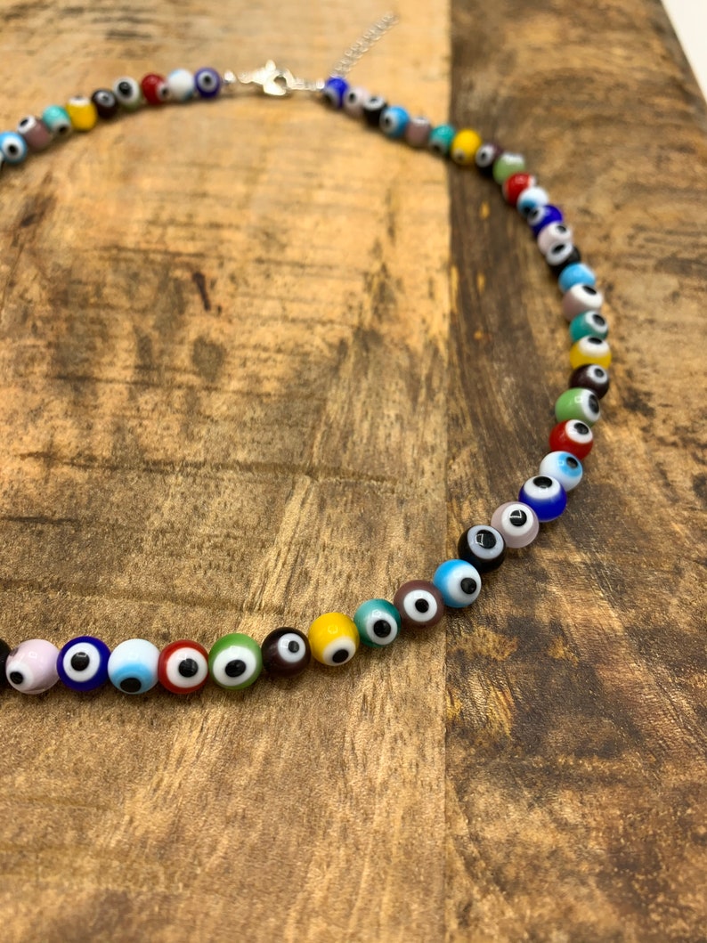 6mm Round Rainbow Evil Eye Choker Necklace Colorful Necklace - Etsy