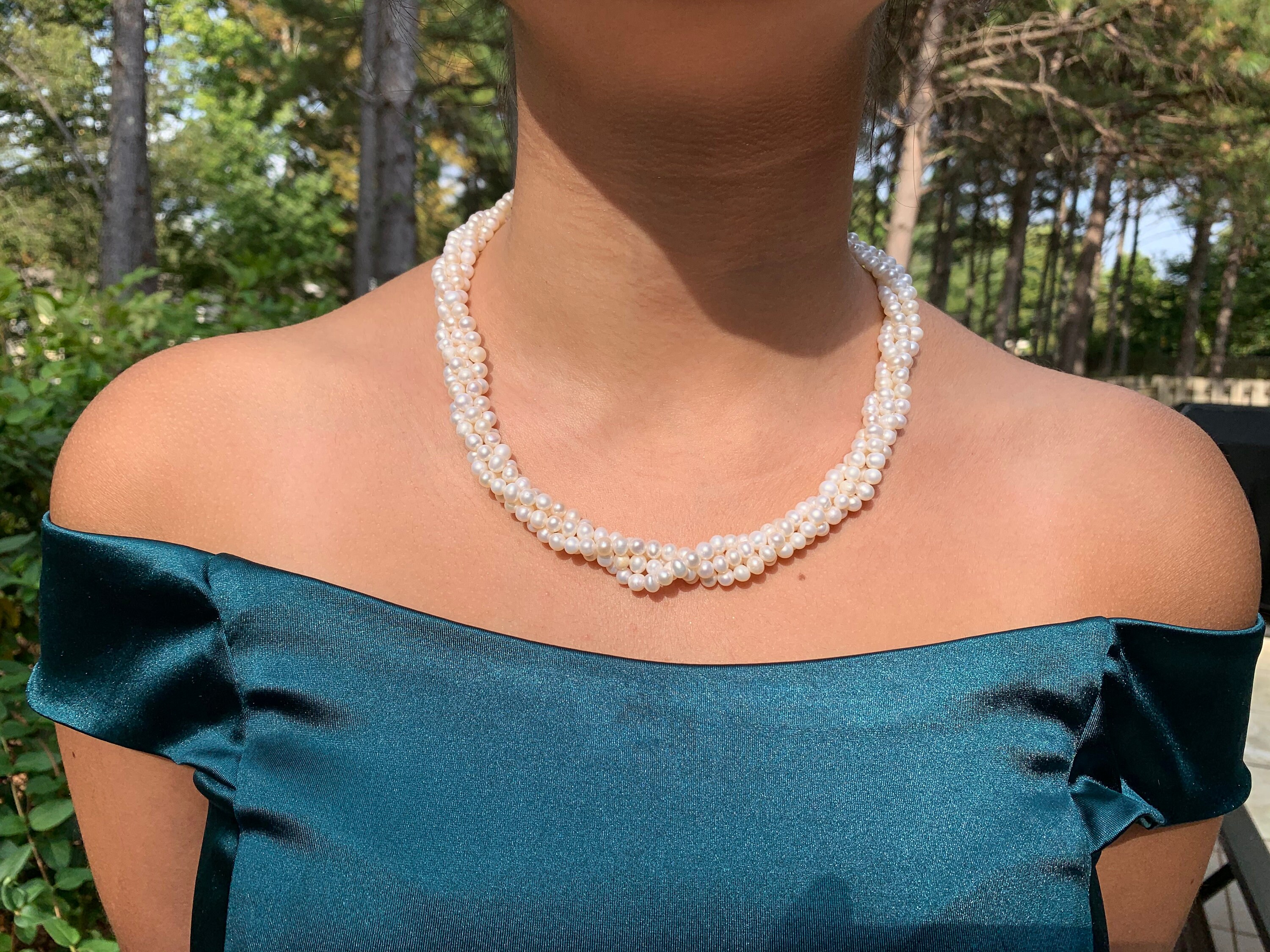 Susan Shaw Multi Strand Pearl Necklace w/ Pearl Cab