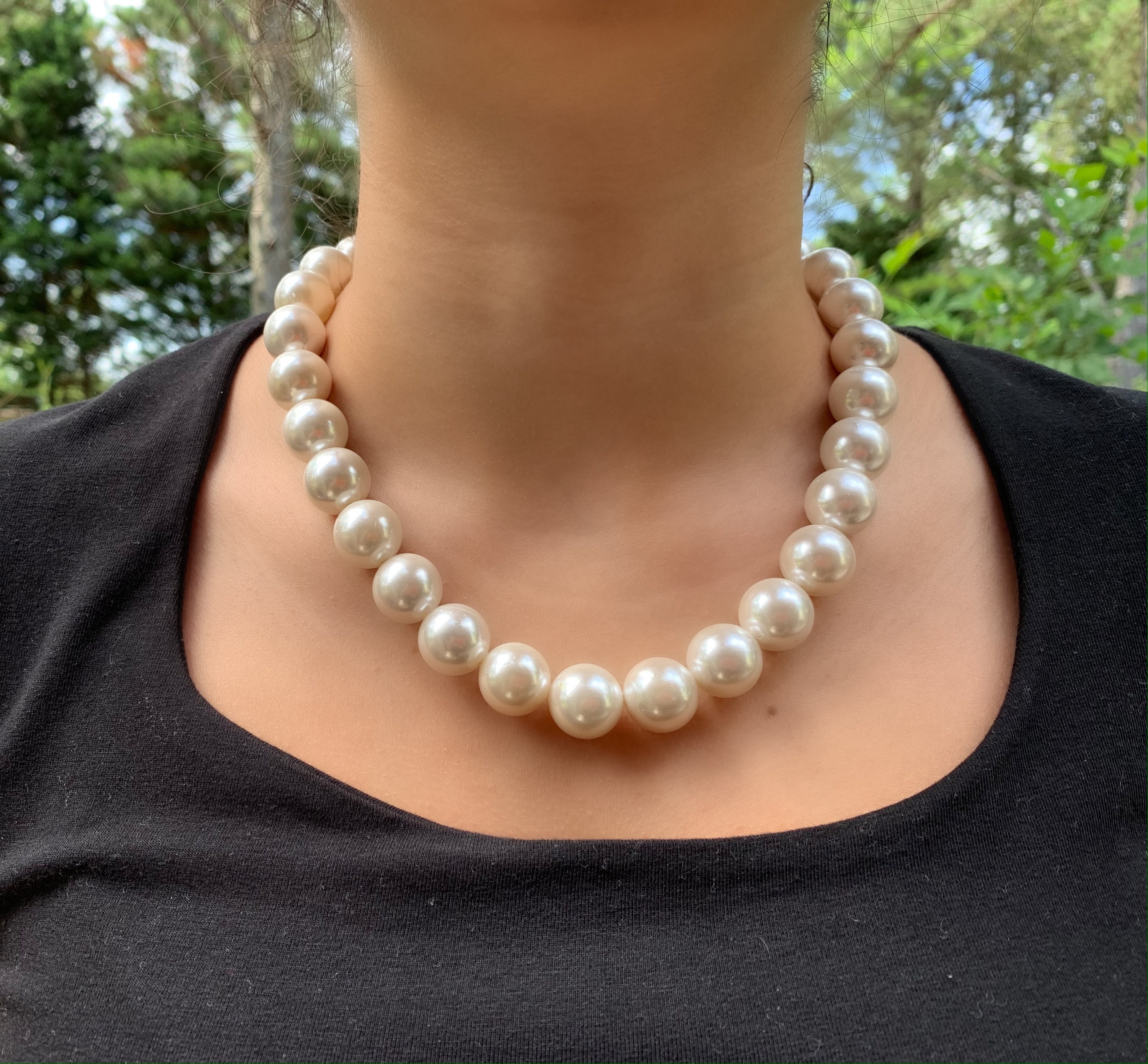 14 Mm Shell Pearl Necklace, Shell Pearls, Classic Pearls, Gift for Her,  White Pearls, Wedding Pearls, Bridal Jewelry -  Canada