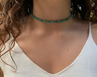 Natural Blue-Green Turquoise Choker, Genuine Turquoise Necklace, December Birthstone Necklace, Real Turquoise, Gift For Her