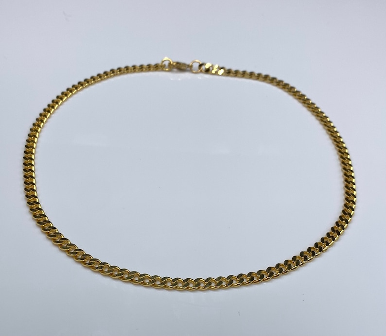 14 K Gold Filled Curb Chain Choker Necklace, Cuban Link Chain, 4.3mm Cuban Link Chain Choker image 4