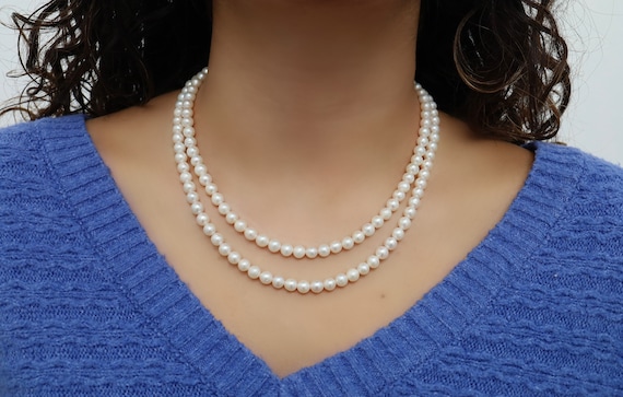 Single Strand Pearl Choker Necklace, 9mm Cultured Freshwater Pearl