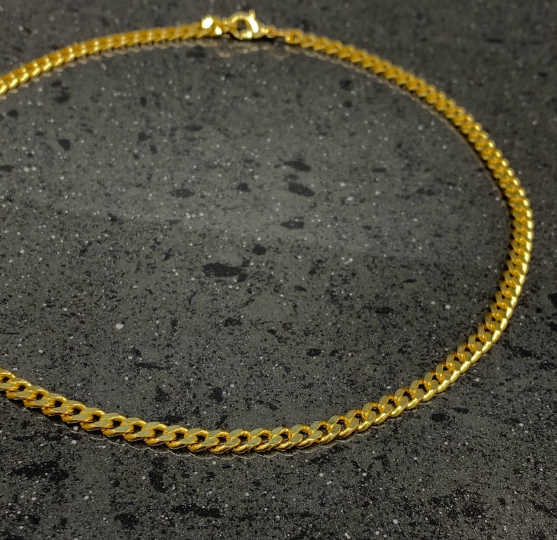 14 K Gold Filled Curb Chain Choker Necklace, Cuban Link Chain, 4.3mm Cuban Link Chain Choker image 8