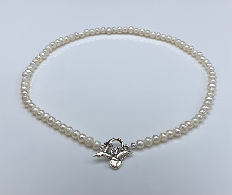 Freshwater Pearl Toggle Clasp Necklace Silver Plated Toggle Etsy