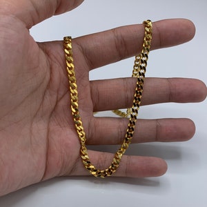 14 K Gold Filled Curb Chain Choker Necklace, Cuban Link Chain, 4.3mm Cuban Link Chain Choker image 7