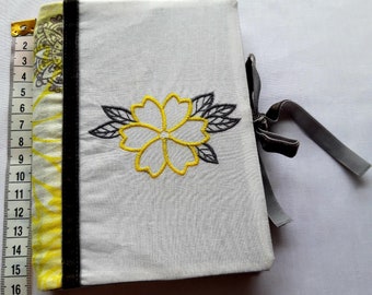 Yellow and Grey Floral A6 Notebook Cover