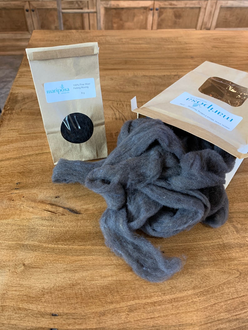 Felting Roving Fine Wool Black Wool Roving