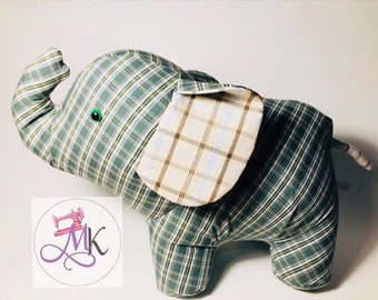 Keepsake Memory bear- Elephant, upcycled from clothes, sweaters, sleepers, baby clothes, baby blankets, shirts, tshirts…