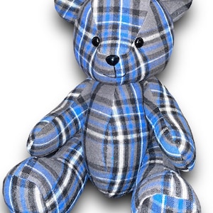 Keepsake Memory bear-Jointed, upcycled from your own fabric, sweaters, sleepers, baby clothes, baby blankets, shirts, t-shirts…
