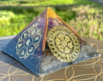 Om Mani Padme Hum Orgonite Pyramid | 8 sided Pyramid | Home Decoration