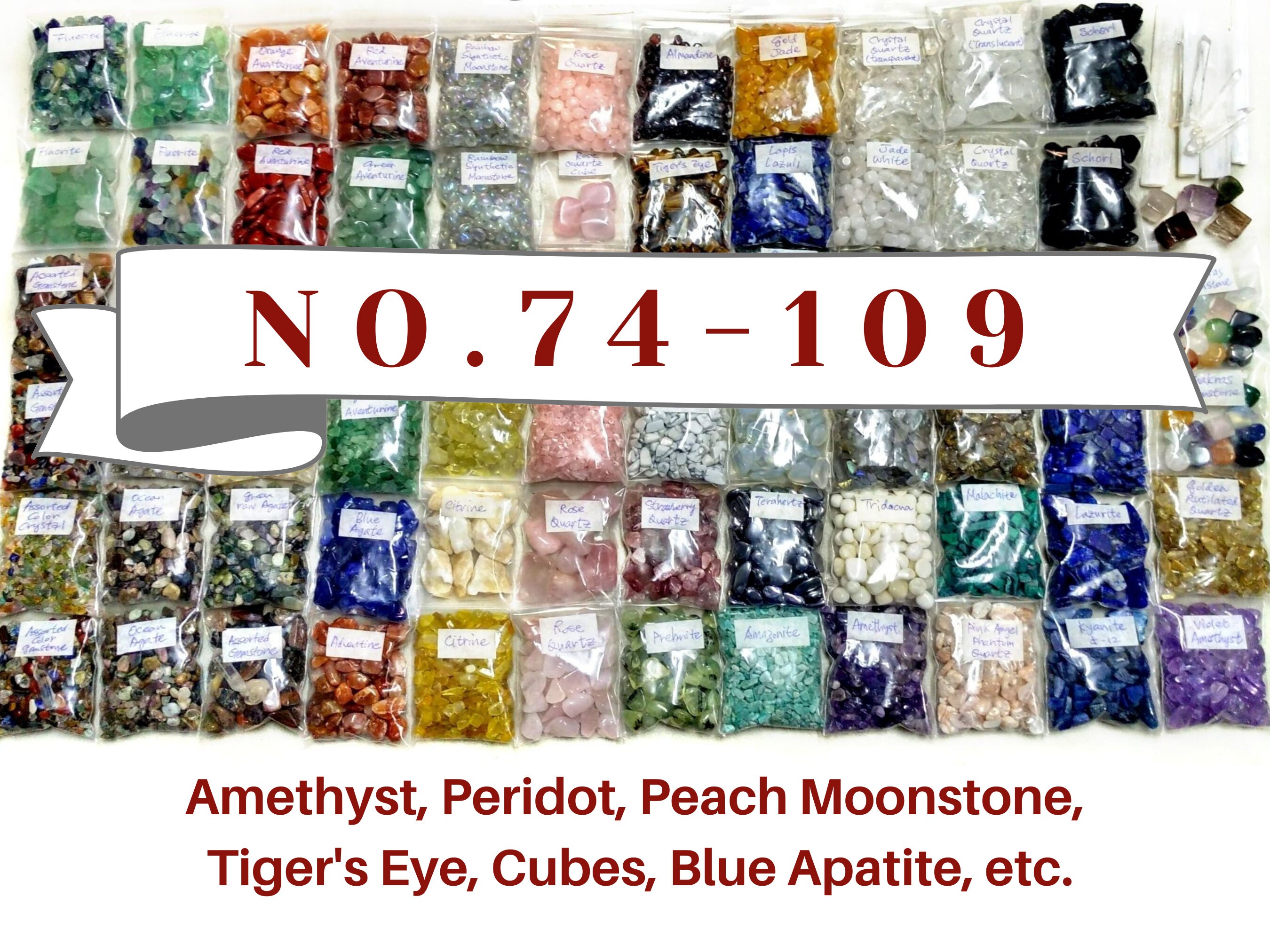 250 Types Tumbled Crystal Chips 60g Packs / Gemstone Chips / Etsy