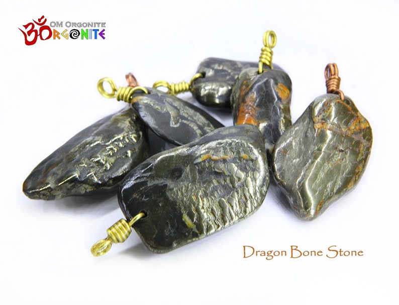 LARGE Dragon Pattern Stone Pendant made in Taiwan Protection Amulet Raw Dragon Bone Stone Accessories image 10