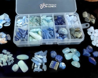 Blue Crystals Collection | Tumbled Polished Healing Crystals | Energy Cleansing | Gemstone Gift Box