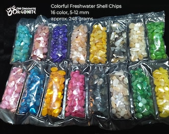 16 Colors Shell Chips 5-12 mm | Hand Picked | Undrilled | 248 grams | Orgonite Supplies | Jewelry making