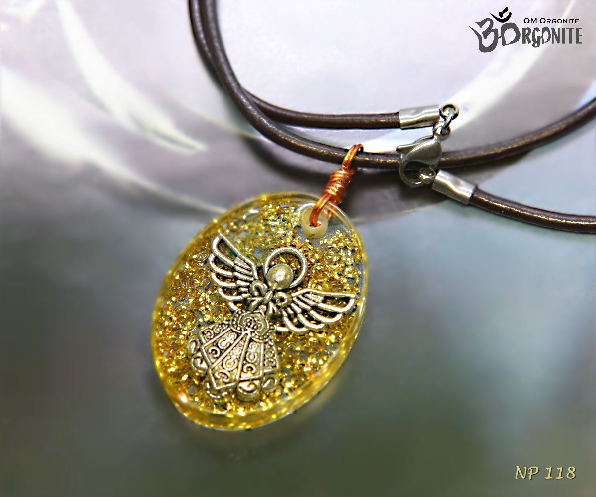 Angel Necklace / Increase Intuition and Peace / Oval / Leather Etsy