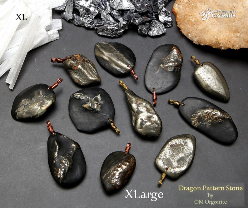 LARGE Dragon Pattern Stone Pendant made in Taiwan Protection Amulet Raw Dragon Bone Stone Accessories image 5