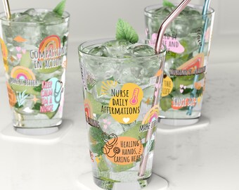 Krankenschwester Affirmationen Glas Krankenschwester Wertschätzung Glas, Krankenschwester Affirmationen Frostglas, Krankenpflege Studenten Geschenk, Krankenschwester Abschluss Pint Glas