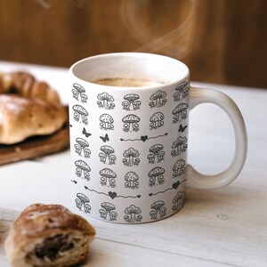 enchanted forest mushroom, for mushroom lovers , Forest Ferns & Mushrooms Design, Perfect for Nature Lovers Gift, Ceramic Mug, (11oz, 15oz)