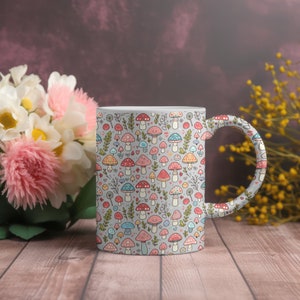 enchanted forest mushroom, for mushroom lovers , Forest Ferns & Mushrooms Design, Perfect for Nature Lovers Gift, Ceramic Mug, (11oz, 15oz)