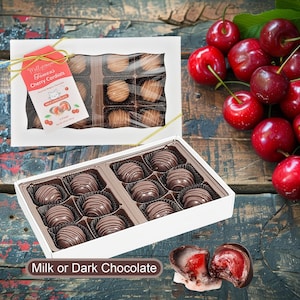 Cherry Cordials Chocolate Covered Cherries-Christmas Gift-Birthday Gift-Handmade Chocolate-Homemade Gift-Candies Candy-Belgian-12 pieces