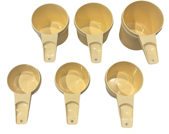 Tupperware Yellow Stackable Measuring Cups, Set of 6, Vintage Tupperware