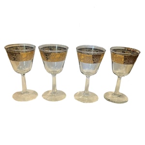 Culver Tyrol Wine Glasses - Set of 4 - Mid Century Modern 22k Gold