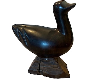 Ironwood Duck on Pedestal, Vintage Wood Duck, Vintage Ironwood Duck