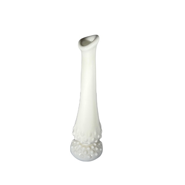 Fenton White Hobnail Swung Glass Vases