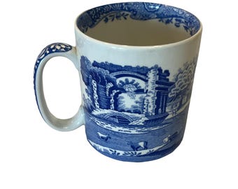 Spode Blue Italian Porcelain Mug, Made in England Spode Design C. 1816 T