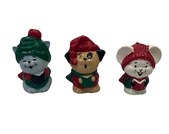 Avon Carolling Trio Candles, Set of 3, 1981 Hong Kong, Crooning Cat, Melodic Mouse, Howling Hound