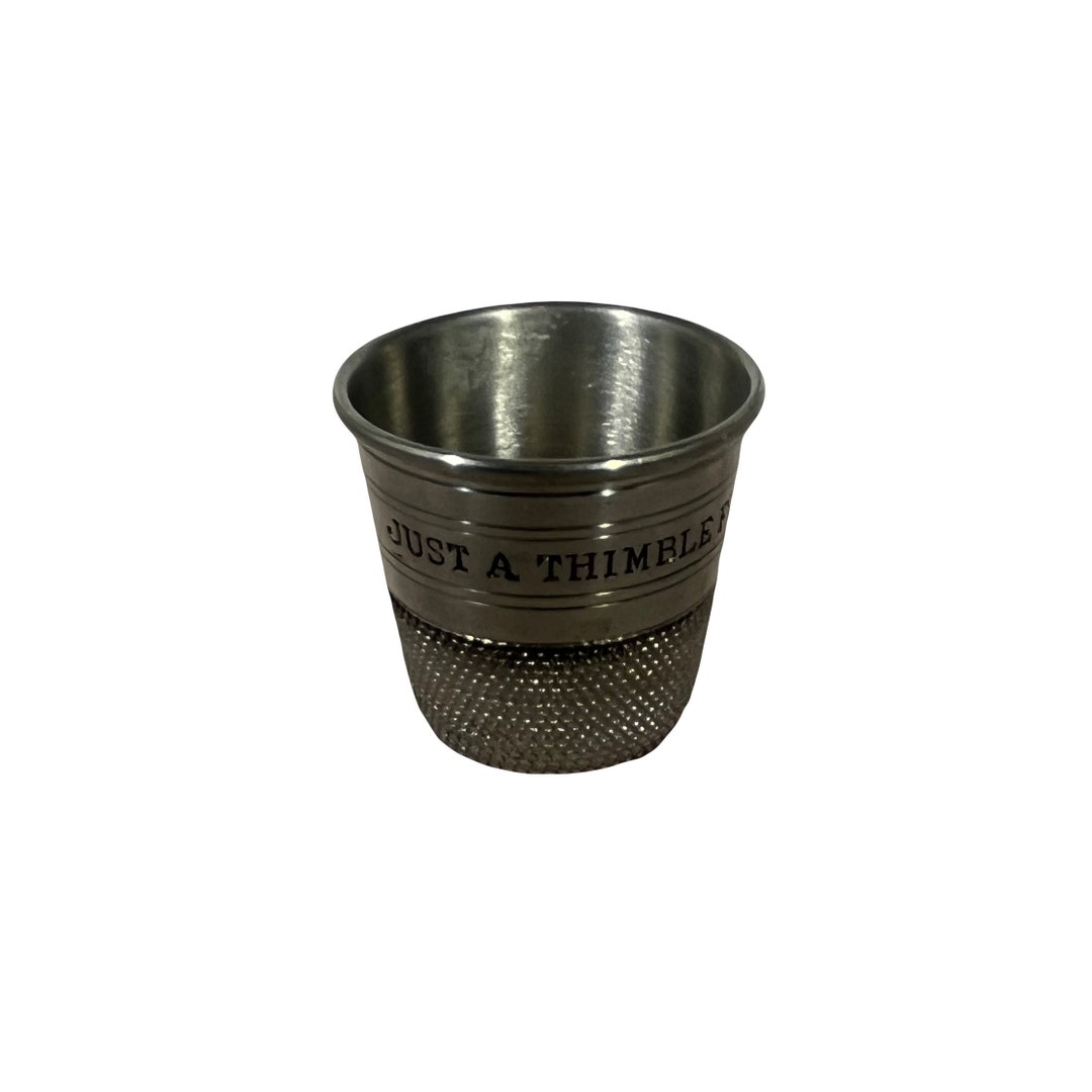 Vintage just A Thimble Pewter Shot Glass by Etsy