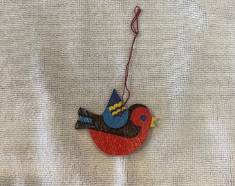 Erzgebirge Robin Bird German Christmas Ornament, Vintage Wooden German Ornament