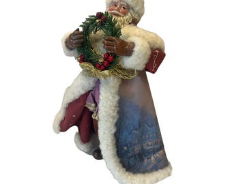 Thomas Kinkade 2003 Red Santa Figure, Vintage Old World Red Santa