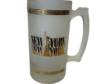New York New York Hotel & Casino, Las Vegas, Nevada Frosted and Gold Beer Stein