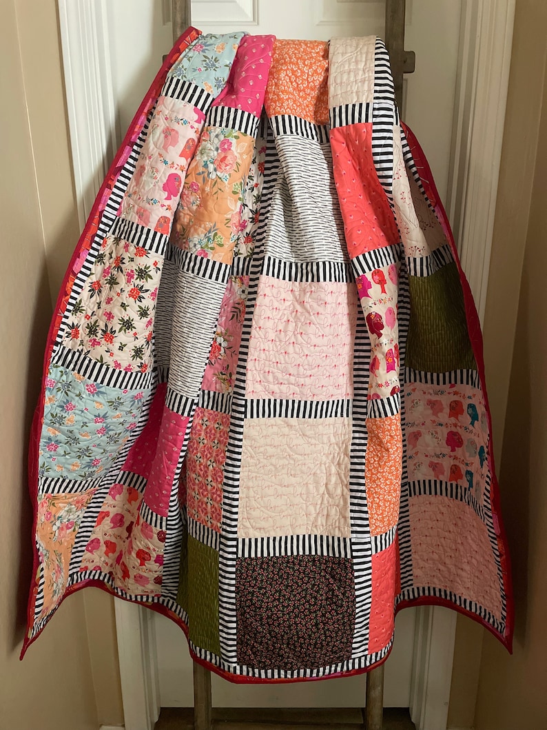Quilt, Contemporary Quilt, Handmade, Eclectic, Squares, Geometric Quilt