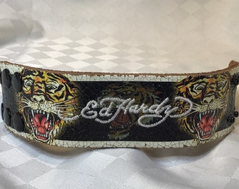 By Ed Hardy. Very Beautiful Leather Bracelet Painted and By Ed Hardy. Very Beautiful Leather Bracelet Painted and