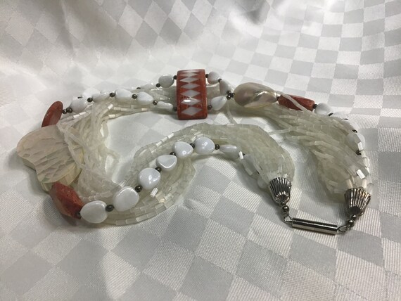 Superbe collier multi-rangs de coquillages et de … - image 9