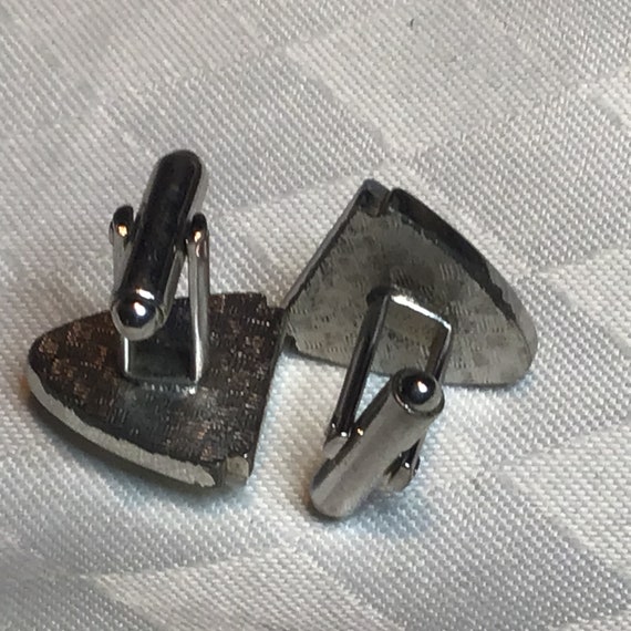 Boutons De Manchette Vintage - Métal Argenté - État Très Bon - Pour Costume
