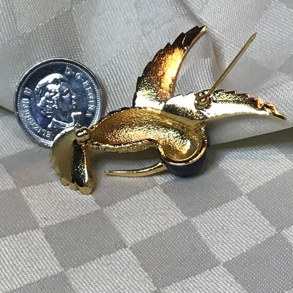 Superbe broche de métal doré émaillée marine et v… - image 10