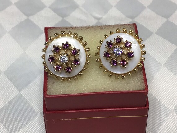 Boucles D'oreilles Vintage Années 60 - Métal Doré Style Primitif - Bijou Fantaisie Ancien