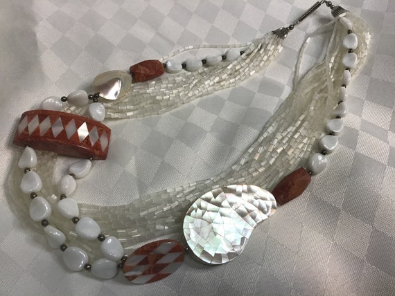 Superbe collier multi-rangs de coquillages et de … - image 6
