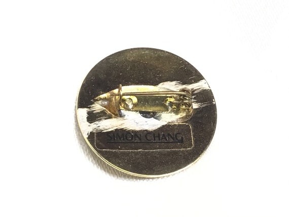 Signed Simon Chang. Very nice gold brooch with ru… - image 6