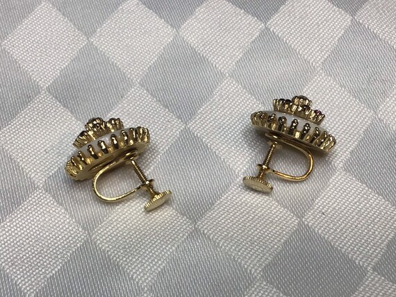 Boucles D'oreilles Vintage Années 60 - Métal Doré - Style Primitif - Occasion - Bijou Fantaisie Ancien