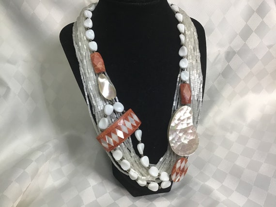 Superbe collier multi-rangs de coquillages et de … - image 4