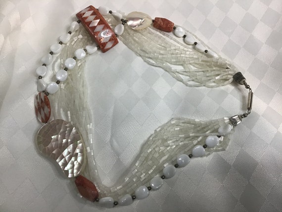 Superbe collier multi-rangs de coquillages et de … - image 8